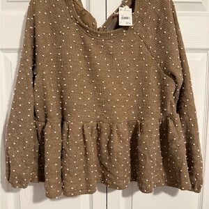 Blu Pepper Brown and White Polka Dot Blouse